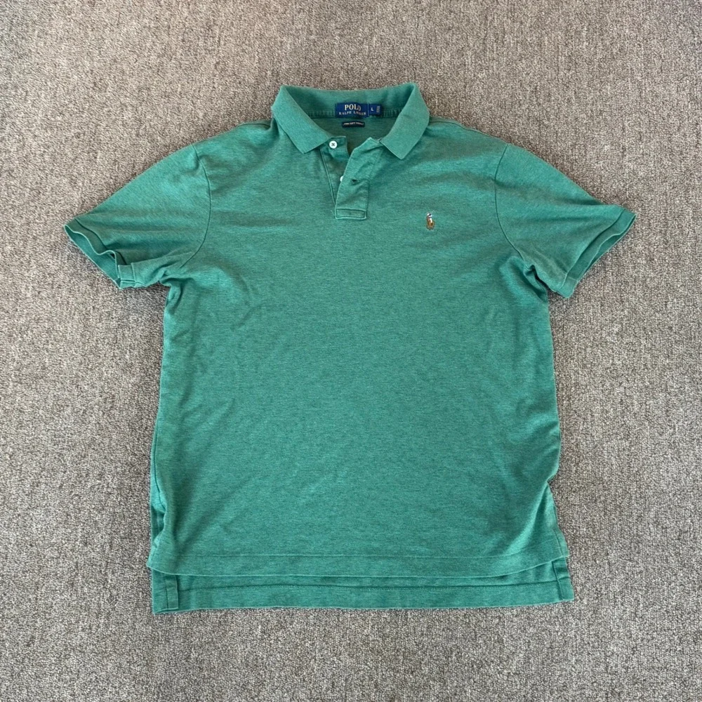 Polo Ralph Lauren Men Pima Soft Touch Polo Shirt Green Heather Large L Short Slv